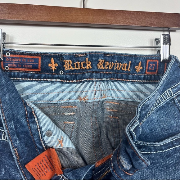 Rock Revival Jen Bootcut Jeans Size 27 Med Wash Embellished Low Rise - Picture 11 of 13